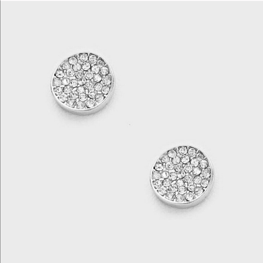Cute Trendy Pave Rhinestone Silver tone Earrings!